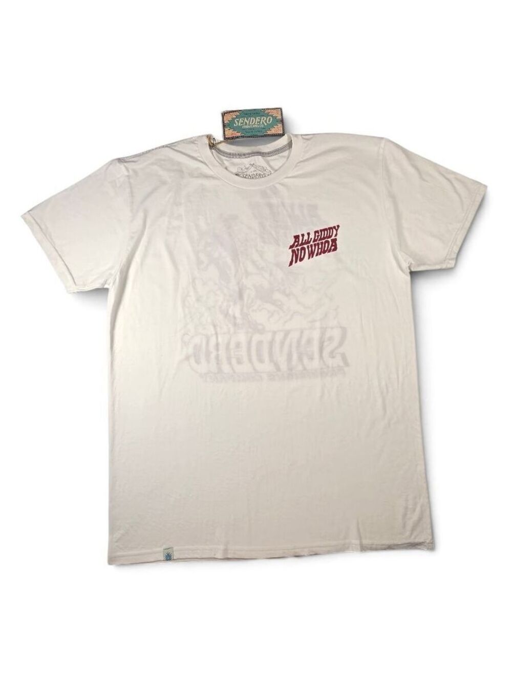 Sendero Provisions All Giddy No Whoa Cowboy Graphic T-Shirt White Large NWT